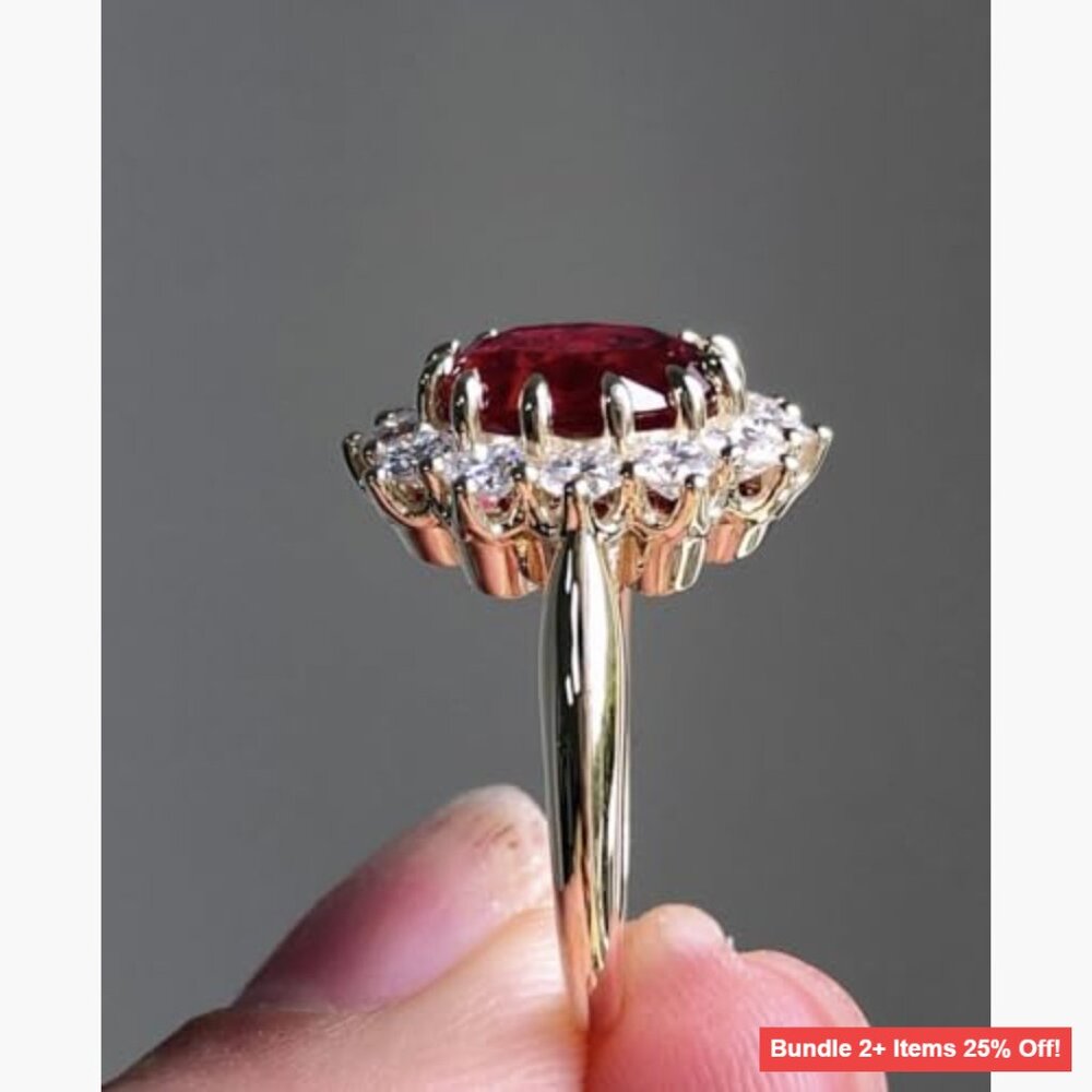 Sterling Silver Halo Ring Size 10 with Pave Setting Synthetic Gemstone - Picture 4 of 5